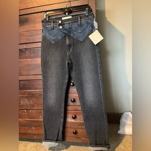 NWT Mother Superior Black and Blue Double Rocky Rider Nerdy Jeans Womens 30
